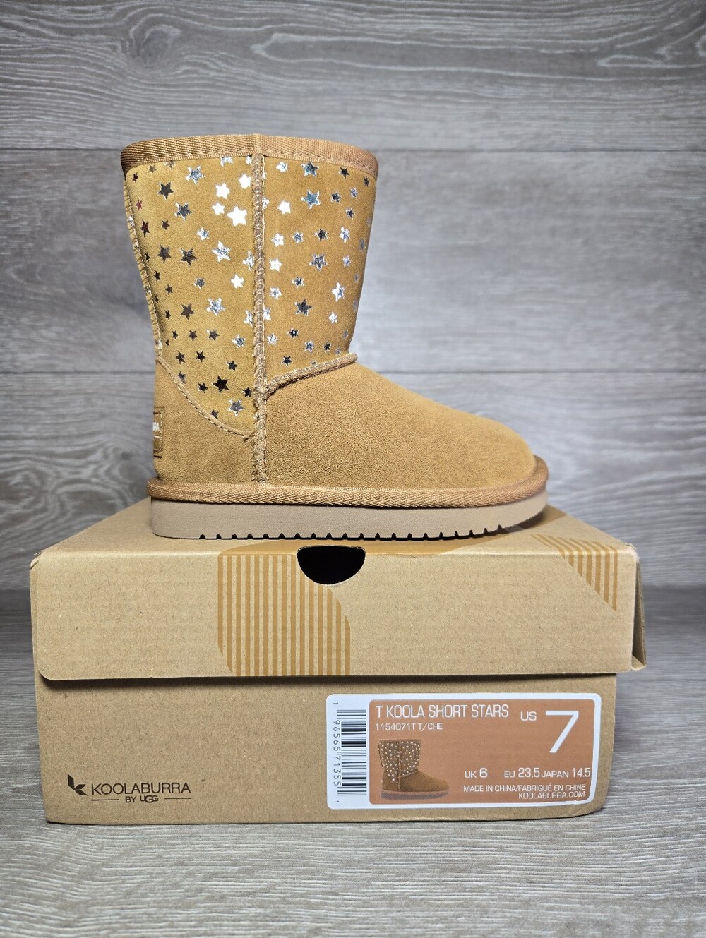 UGG Toddler Boots Koolaburra Koola Short Stars Chestnut Kids Size 7 New In Box